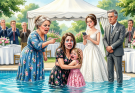 “At my sister’s wedding, my dad threw me and my daughter into a fountain. Guests applauded. Then my secret billionaire husband arrived. Their faces showed instant regret.”